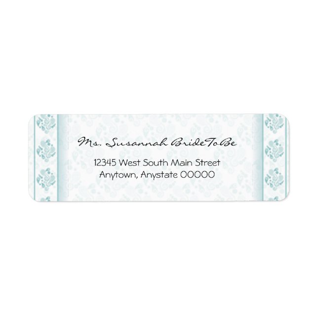 Turquoise Étiquette de adresse Paisley Damask (Devant)