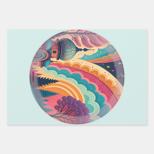 Turquoise Fantasy Wrapping Paper Set – Customize (Front)