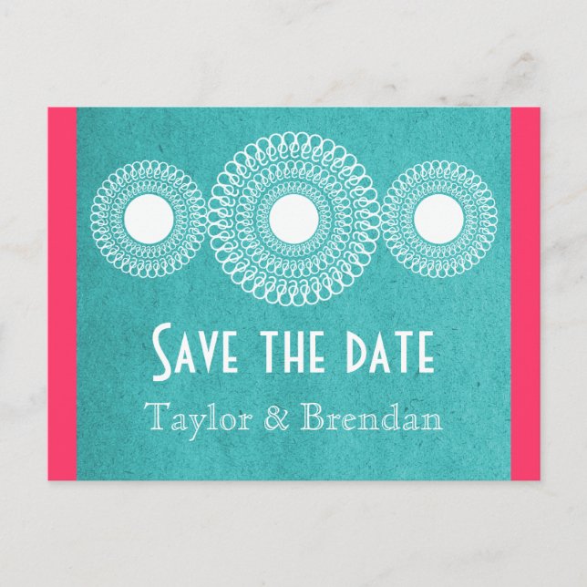 Turquoise Far East Elegance Save the Date Postcard (Front)
