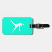 Turquoise Fastpitch Silhouette Luggage Tag (Front Horizontal)