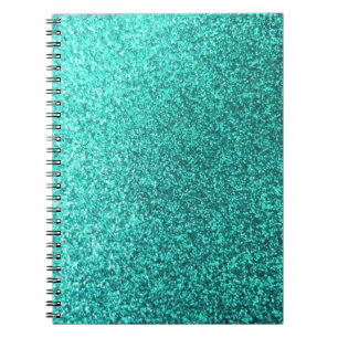 Turquoise faux glitter graphic notebook