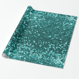 Turquoise Faux Glitter Wrapping Paper