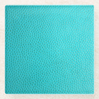 Turquoise Faux Leather Glass Coaster