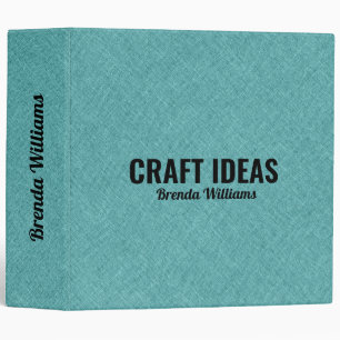 Turquoise faux linen texture 3 ring binder