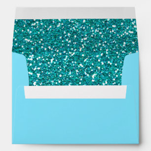 Turquoise Faux Sparkles Style Texture Print Envelope
