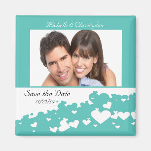 Turquoise Field of Hearts Save The Date Magnet