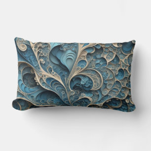 Turquoise Filigree Lumbar Pillow