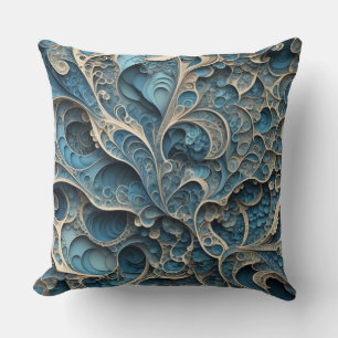 Turquoise Filigree Throw Pillow