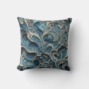 Turquoise Filigree Throw Pillow
