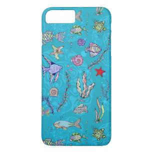 Turquoise Fish Pattern iPhone 8 Plus/7 Plus Case