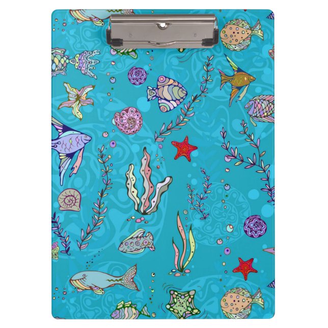 Turquoise Fish Pattern Clipboard (Front)