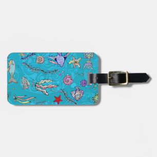 Turquoise Fish Pattern Luggage Tag