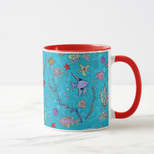 Turquoise Fish Pattern Mug
