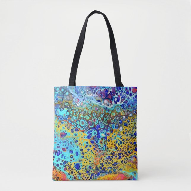 Turquoise Fizz Acrylic Pour All Over Tote Bag (Front)