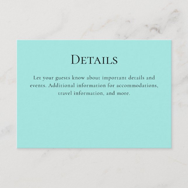 Turquoise Flamingo Details Enclosure Card (Front)