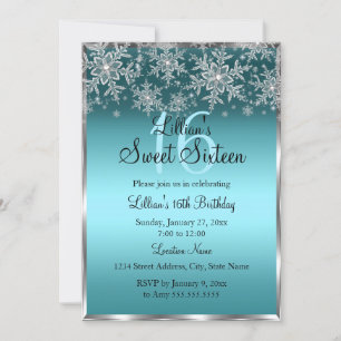 Turquoise Fléau de neige bleu doux 16 Invitation