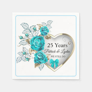 Turquoise Floral 25th Anniversary - I STILL DO Napkin