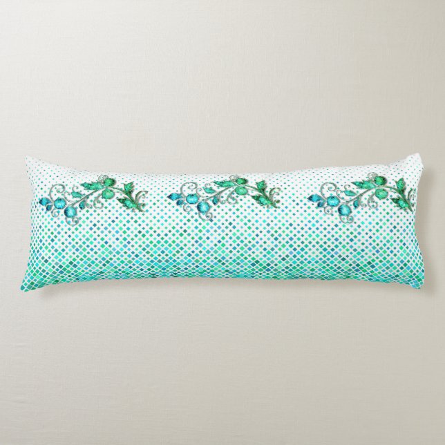 Turquoise Floral Body Pillow (Front)