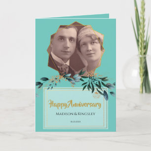 Turquoise Floral Extraordinaire Anniversaire Carte