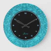 Turquoise Floral Faux Leather Embossed Look