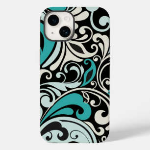 Turquoise Floral Grilles iPhone 14 Coque