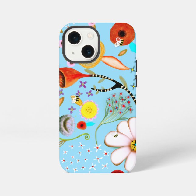 Turquoise floral iPhone / iPad case (Back)