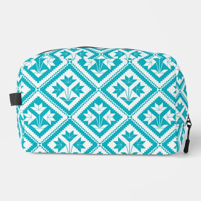 Turquoise Floral Quilt Toiletry Bag (Front)