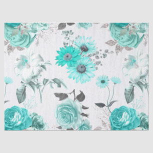 Turquoise Floral Series Design 11 Tissue Paper