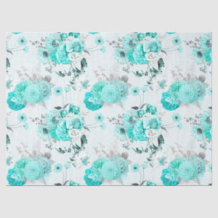 Turquoise Floral Series Design 2 Tissue Paper