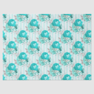 Turquoise Floral Series Design 3 Tissue Paper