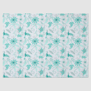 Turquoise Floral Series Design 5 Tissue Paper
