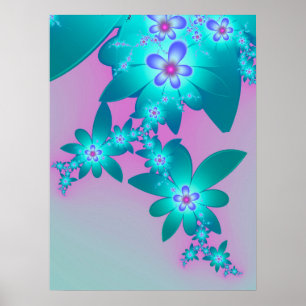 Turquoise Floral Spring Design Poster