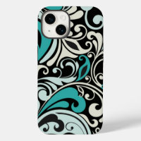 Turquoise Floral Swirls iPhone 14 Case