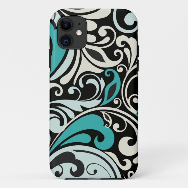 Turquoise Floral Swirls iPhone 5 Case (Back)