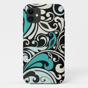 Turquoise Floral Swirls iPhone 5 Coque