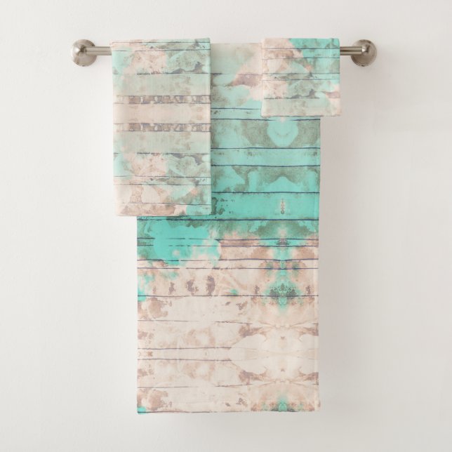 Turquoise Floral Towel Set (Insitu)
