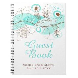 Turquoise Floral Twist Bridal Shower Notebook