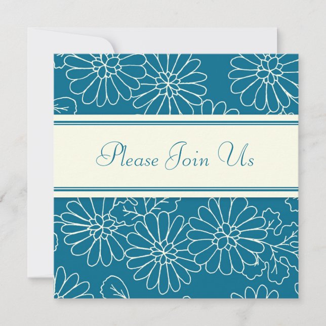 Turquoise Floral Wedding Vow Renewal Invitations (Front)