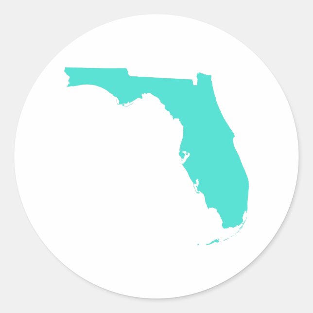 Turquoise Florida Classic Round Sticker (Front)