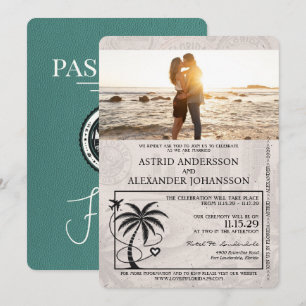 Turquoise Floride Passport Faire-part de mariage