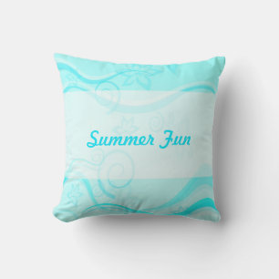 Turquoise Flower and Swirls Pillow