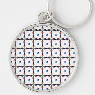 Turquoise Flower Colour Art Illustration Keychain