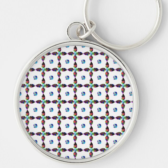Turquoise Flower Colour Art Illustration Keychain (Front)