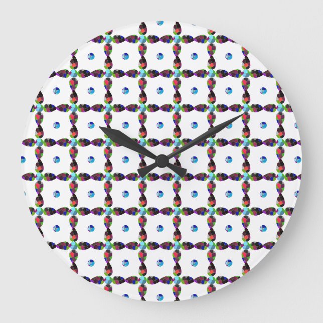 Turquoise Flower Colour Art Illustration Large Clock (Front)
