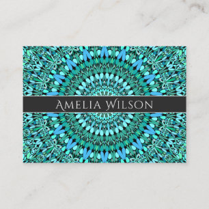 Turquoise Flower Mandala Business Card