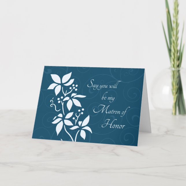 Turquoise Flower Matron of Honor Invitation Card (Devant)