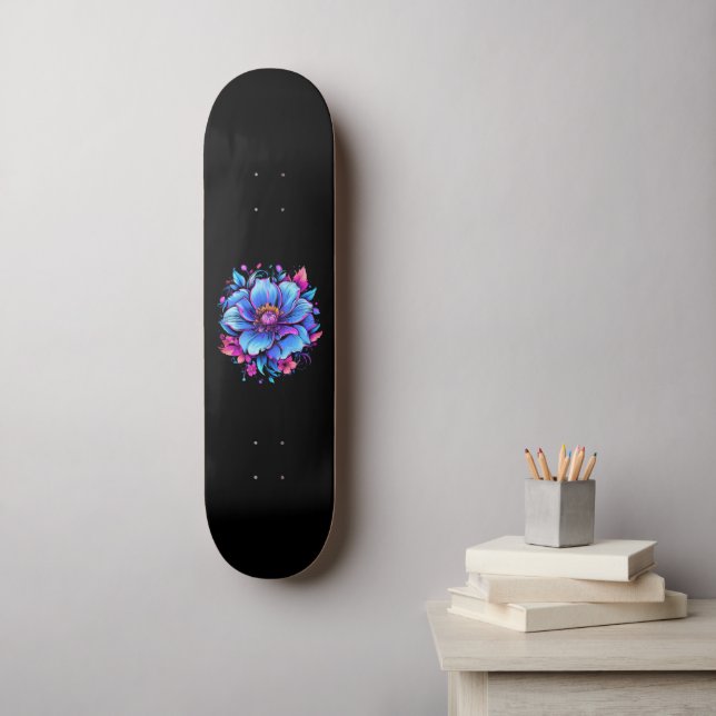 Turquoise Flower Skateboard (Wall Art)
