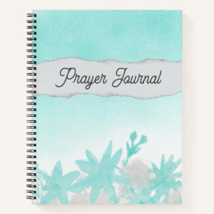 Turquoise Flowers and Torn Paper Prayer Notebook