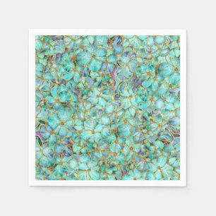 Turquoise flowers napkin