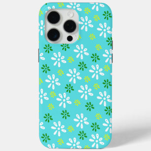 Turquoise Flowers Pattern 15 Pro Max Case